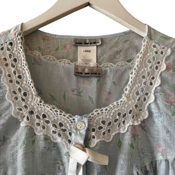 Granny Gown  Lounge Nightgown Flouncy Floral Cottage Core Peasant SZ L 2 pieces - Picture 2 of 15